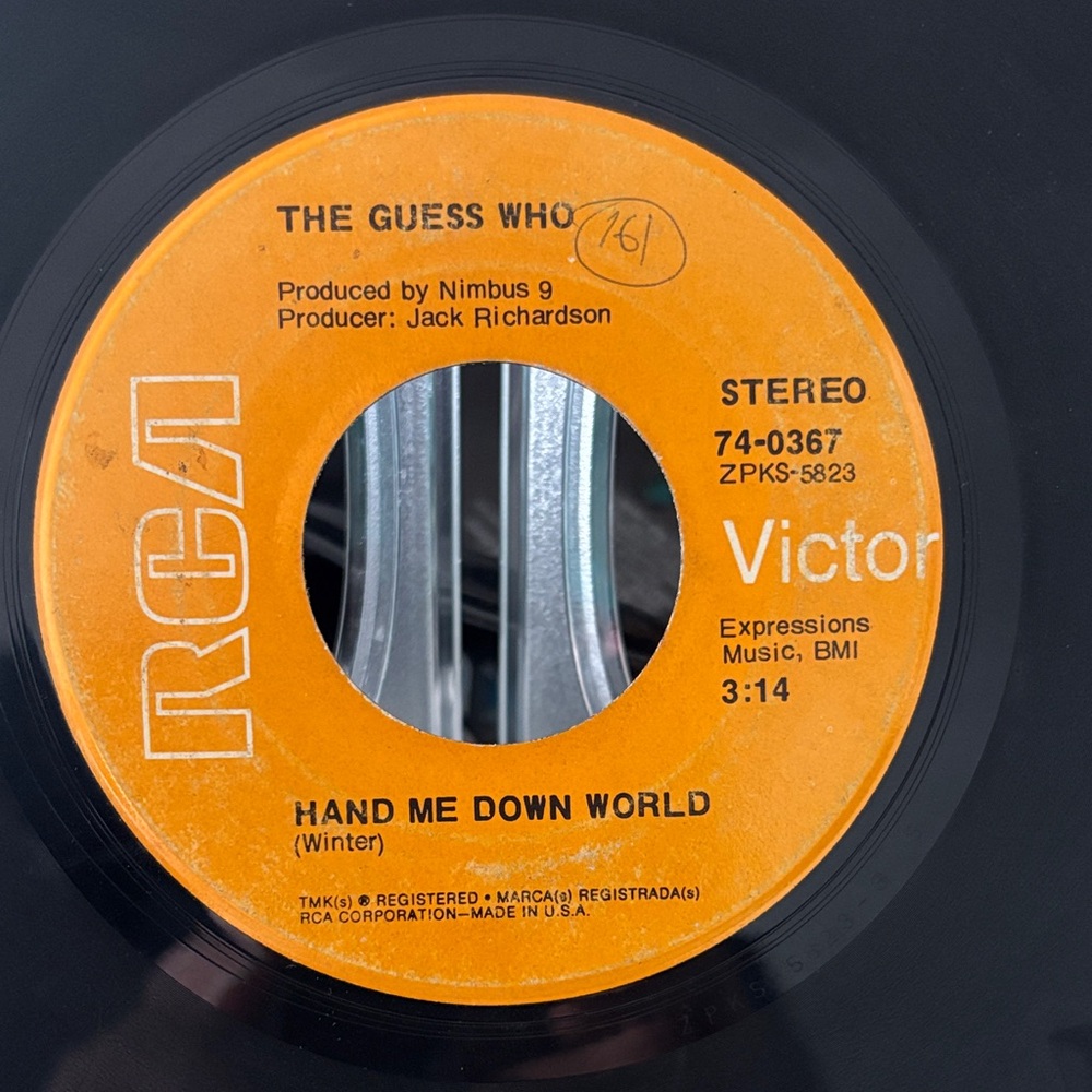 RCA Victor Vinyl Record - Hand Me Down World The Guess Who